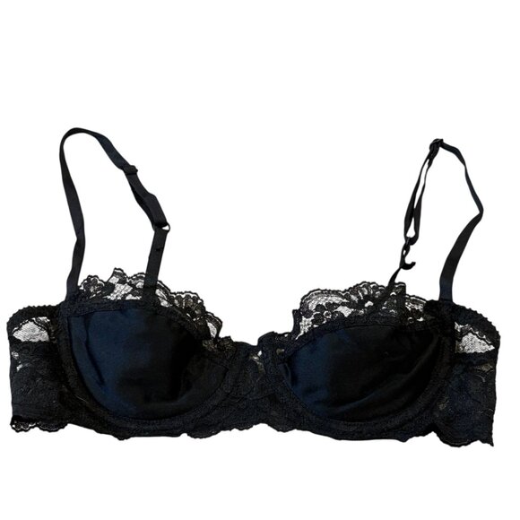 Dolores Poirette Black Lace Bra 34B Underwire Lingerie Vintage Union Made - Picture 1 of 7